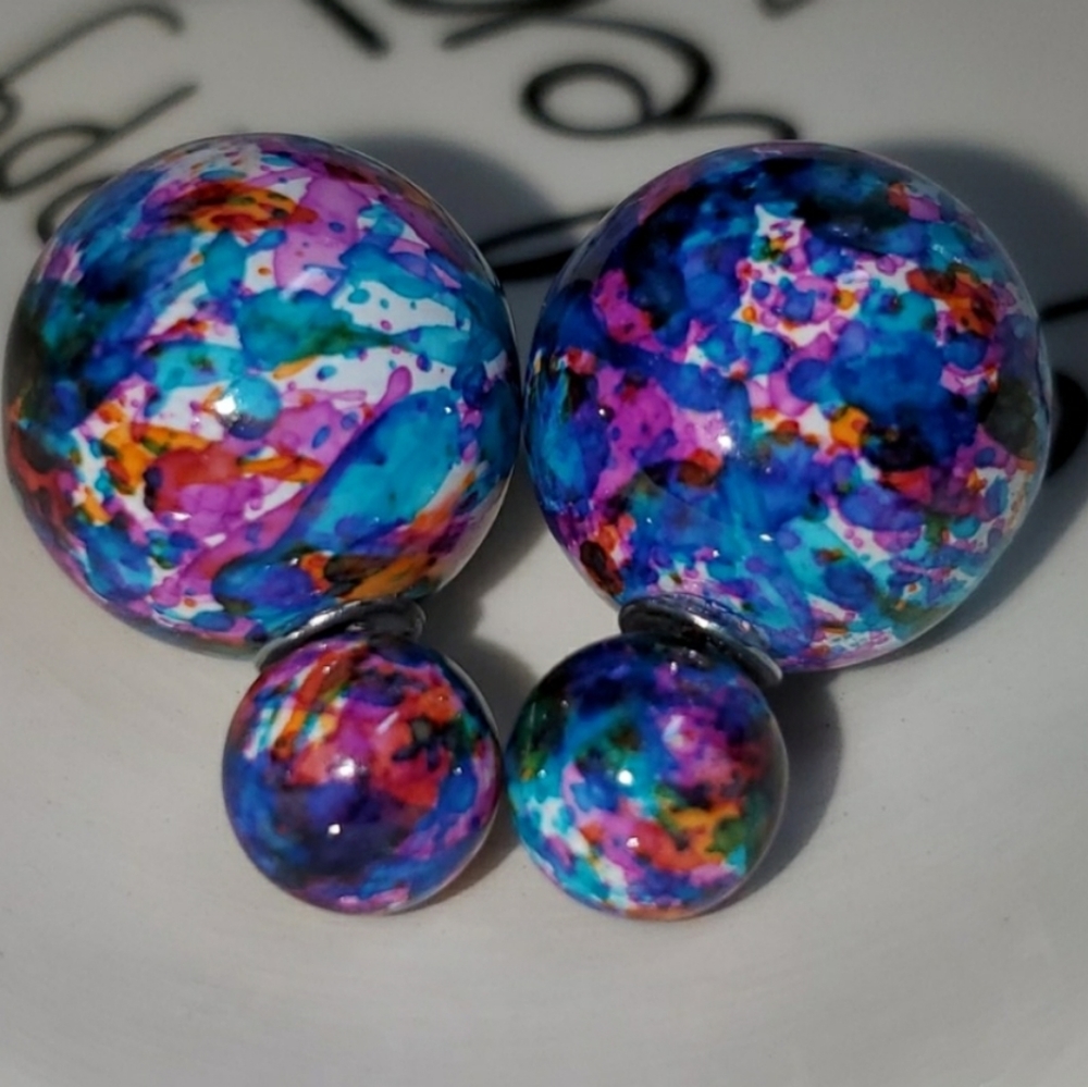 Multicoloured Double Sided Earrings - Picture 1 of 4